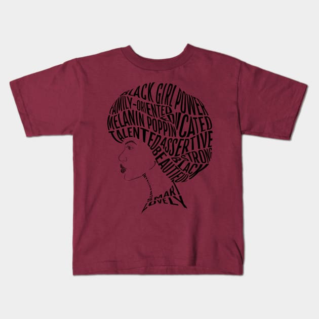 Afro Hair Word Art Design Kids T-Shirt by atomstartup